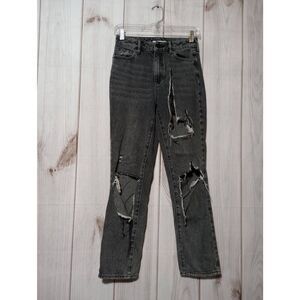 Pacsun Mom Jeans Dark Wash Distressed Ripped High Rise‎ Size 25